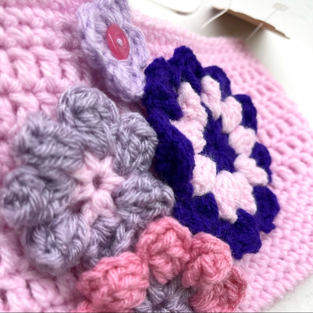 NWT Handmade Crochet Clutch Pink Snap Close - Picture 9 of 10